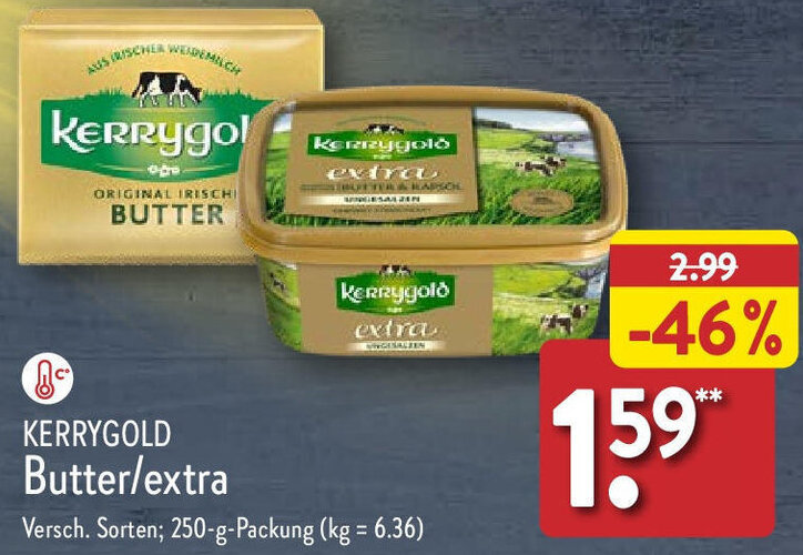 Aldi Nord KERRYGOLD Butter/extra 250 g Packung Angebot