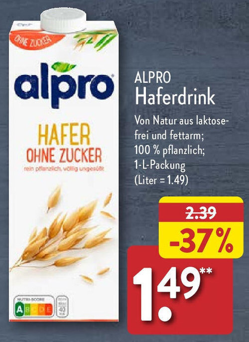 Aldi Nord ALPRO Haferdrink 1 L Packung Angebot
