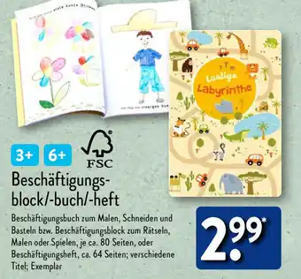 Aldi Nord Beschäftigungs-block/-buch/-heft Angebot