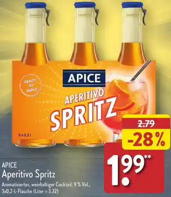 Aldi Nord APICE Aperitivo Spritz 3x0,2 L Flasche Angebot