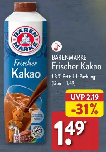 Aldi Nord BÄRENMARKE Frischer Kakao 1 L Packung Angebot