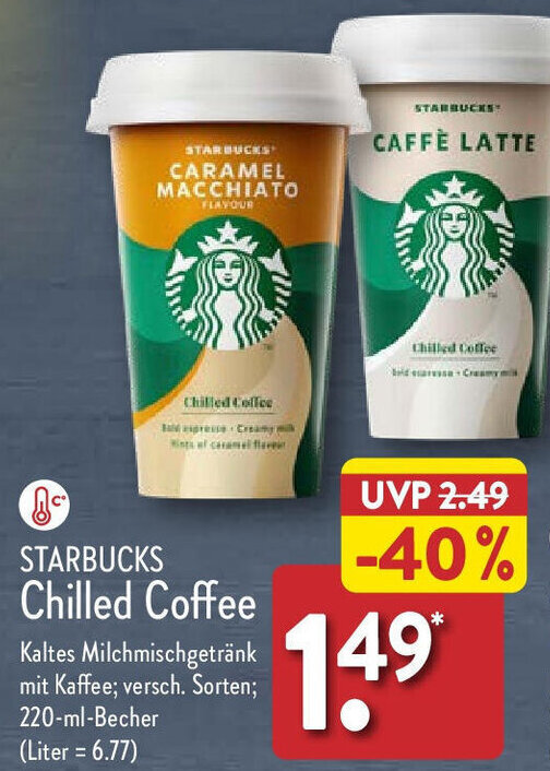 STARBUCKS Chilled Coffee 220 ml Becher Angebot bei Aldi Nord