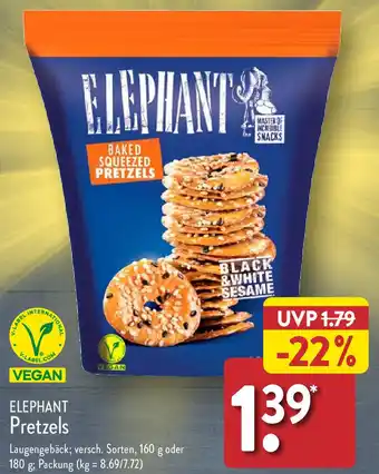 Aldi Nord ELEPHANT Pretzels 160 g oder 180 g Angebot