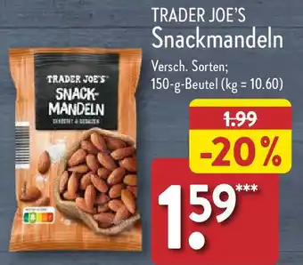 Aldi Nord TRADER JOE'S Snackmandeln 150 g Beutel Angebot