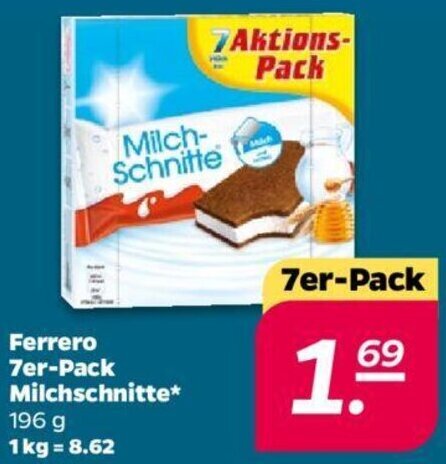 NETTO Ferrero 7er-Pack Milchschnitte* 196 g Angebot