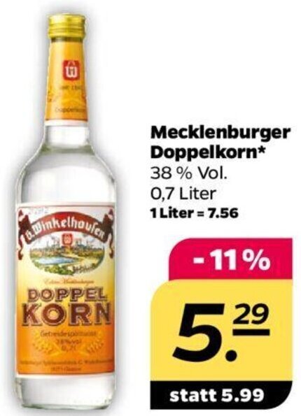 NETTO Mecklenburger Doppelkorn 0,7 Liter Angebot