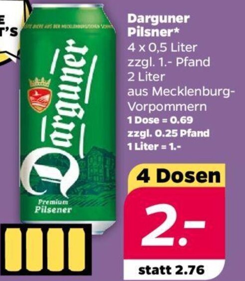 NETTO Darguner Pilsner* 4 x 0,5 Liter Angebot