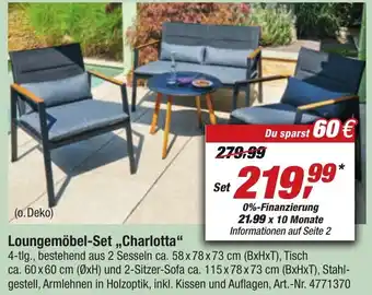 toom Baumarkt Loungemöbel-Set ,,Charlotta" Angebot