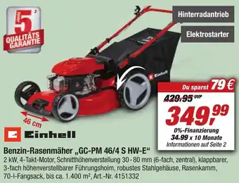 toom Baumarkt Einhell Benzin-Rasenmäher ,,GC-PM 46/4 S HW-E" Angebot