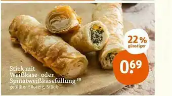 tegut Stick Mit Weißkäse- Oder Spinatweißkäsefüllung Angebot