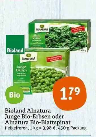 tegut Bioland Alnatura Jungo Bio-erbsen Oder Alnatura Bio-blattspinat Angebot