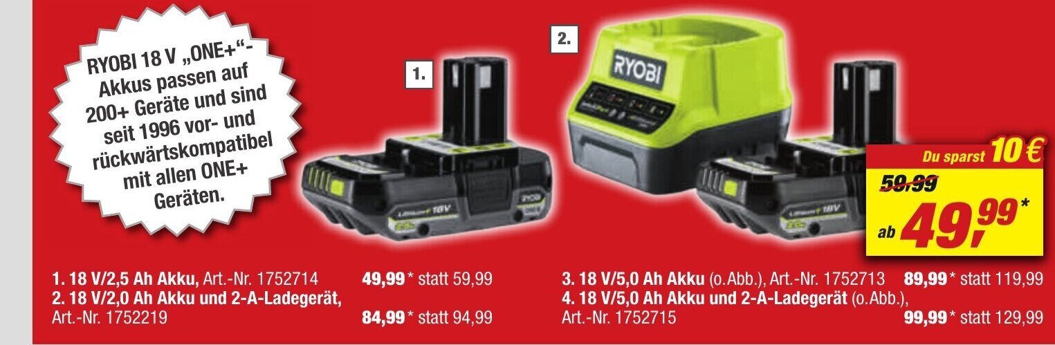 toom Baumarkt 18 V/2,5 Ah Akku Angebot