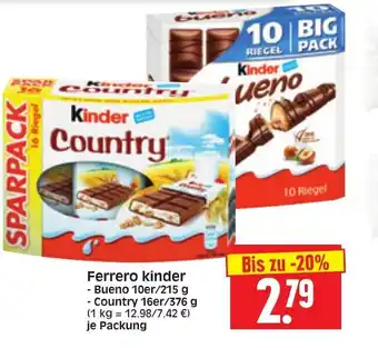 Edeka Herkules Ferrero Kinder Bueno 10er/215g oder Country 16er/376g Angebot