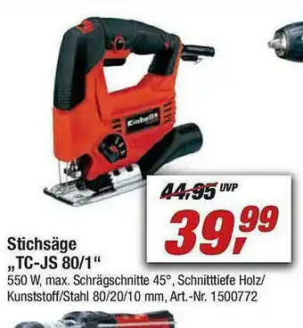 toom Baumarkt Stichsäge „tc-js 80 1” Angebot