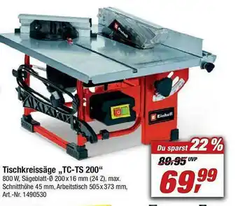 toom Baumarkt Tischkreissäge „tc-ts 200” Angebot