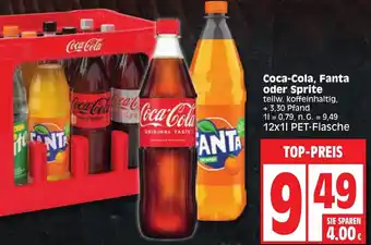 Edeka Coca-Cola, Fanta oder Sprite 12x1 L PET Flasche Angebot