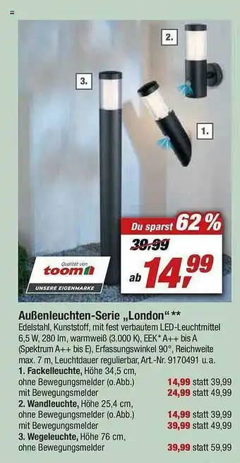 toom Baumarkt Außenleuchten-serie „london” Angebot