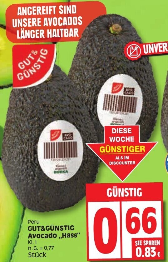 Edeka GUT&GÜNSTIG Avocado ,,Hass" Angebot