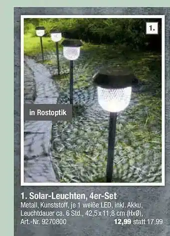 toom Baumarkt Solar-leuchten 4er-set Angebot