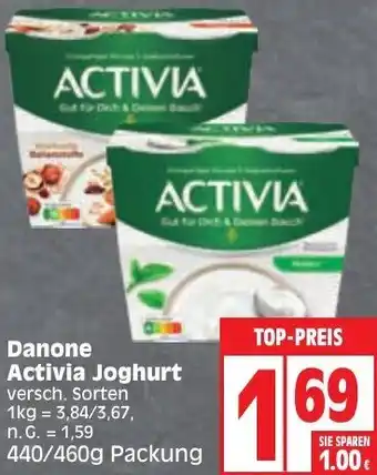 Edeka Danone Activia Joghurt 440/460g Packung Angebot