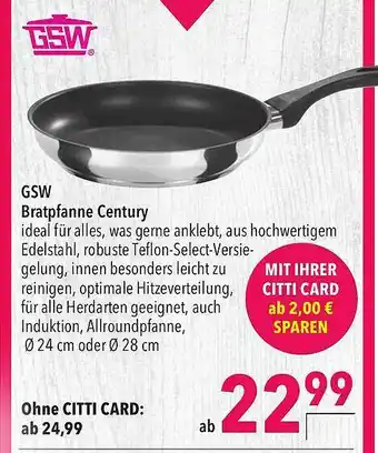 CITTI Markt Gsw Bratpfanne Century Gsw Angebot