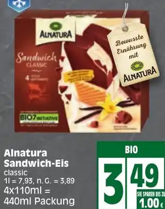 Edeka Alnatura Sandwich-Eis 440ml Packung Angebot