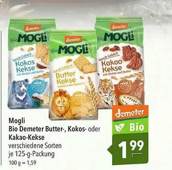 CITTI Markt Mogli Bio Demeter Butter- Kokos- Oder Kakao-kekse Angebot