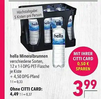 CITTI Markt Hella Mineralbrunnen Angebot