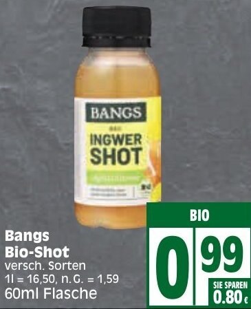 Edeka Bangs Bio-Shot 60 ml Flasche Angebot