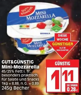 Edeka GUT&GÜNSTIG Mini-Mozzarella 245g Becher Angebot