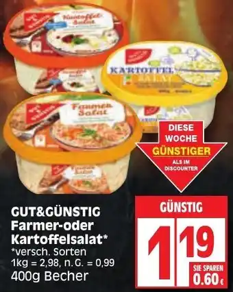 Edeka GUT&GÜNSTIG Farmer-oder Kartoffelsalat 400g Becher Angebot
