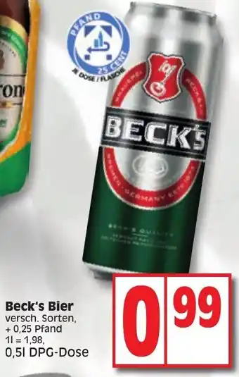 Edeka Beck's Bier 0,5 L DPG-Dose Angebot