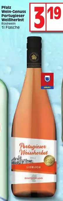 Edeka Pfalz Wein-Genuss Portugieser Weißherbst 1 L Flasche Angebot