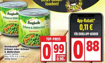 Edeka Bonduelle Erbsen oder Erbsen & Möhrchen 400 g Dose Angebot