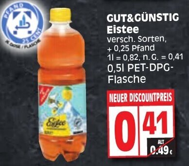 Edeka GUT&GÜNSTIG Eistee 0,5 L Angebot