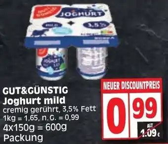 Edeka GUT&GÜNSTIG Joghurt mild 600 g Packung Angebot