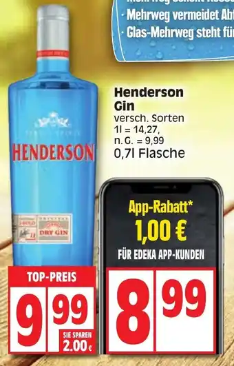 Edeka Henderson Gin 0,7 L Flasche Angebot