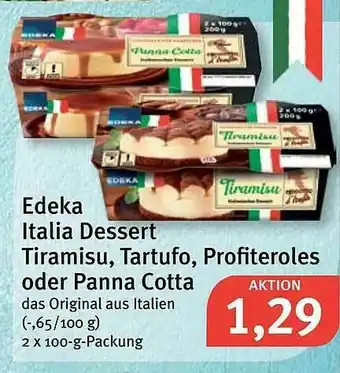 Feneberg Edeka Italia Dessert Tiramisu. Tartufo, Profiteroles Oder Panna Cotta Angebot