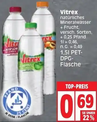 Edeka Vitrex natürliches Mineralwasser 1,5 L Angebot