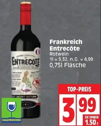 Edeka Frankreich Entrecôte Rotwein 0,75 L Flasche Angebot