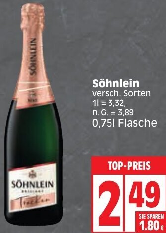 Edeka Söhnlein 0,75 L Flasche Angebot