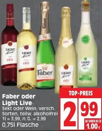 Edeka Faber oder Light Live 0,75 L Flasche Angebot
