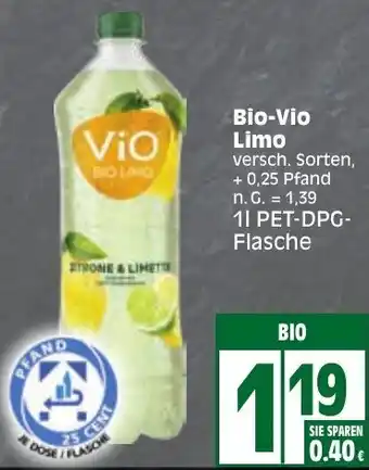 Edeka Bio-Vio Limo 1 L PET-DPG Flasche Angebot