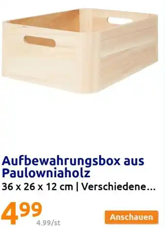 Action Aufbewahrungsbox aus Paulowniaholz 36 x 26 x 12 cm Angebot