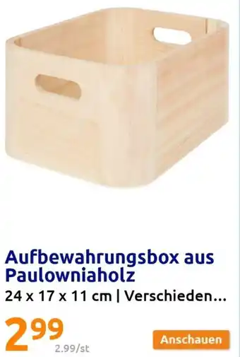 Action Aufbewahrungsbox aus Paulowniaholz 24 x 17 x 11 cm Angebot