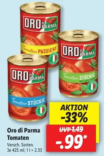 Lidl Oro di Parma Tomaten 425ml Angebot