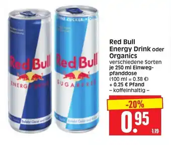 Edeka Herkules Red Bull Energy Drink oder Organics 250ml Angebot