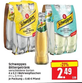 Edeka Herkules Schweppes Bittergetränk 4x0,2L Angebot