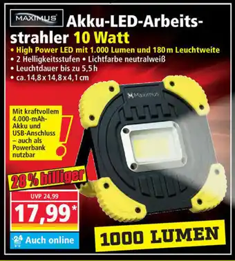 Norma Maximus Akku LED Arbeitsstrahler 10 Watt Angebot