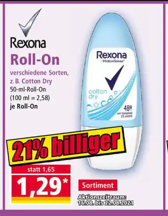 Norma Rexona Roll on 50ml Angebot